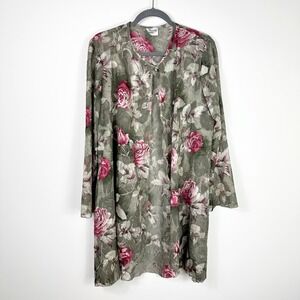 Midnight Velvet Womens Floral Sheer Kimono Cardigan Fairy Whimsigoth Forest Sz M